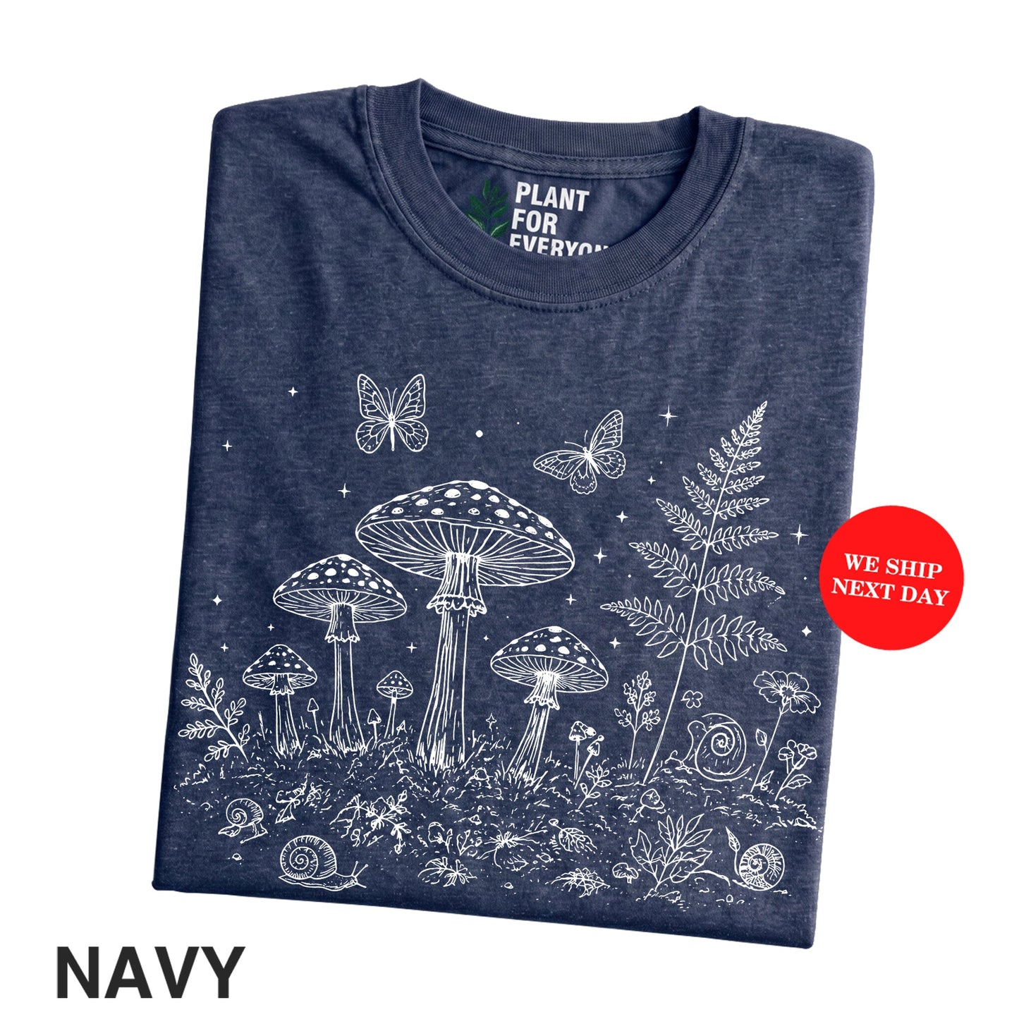 Vintage Mushroom Shirt with Botanical Forest Illustration - Yume Garden - Yume Gardens Indonesia