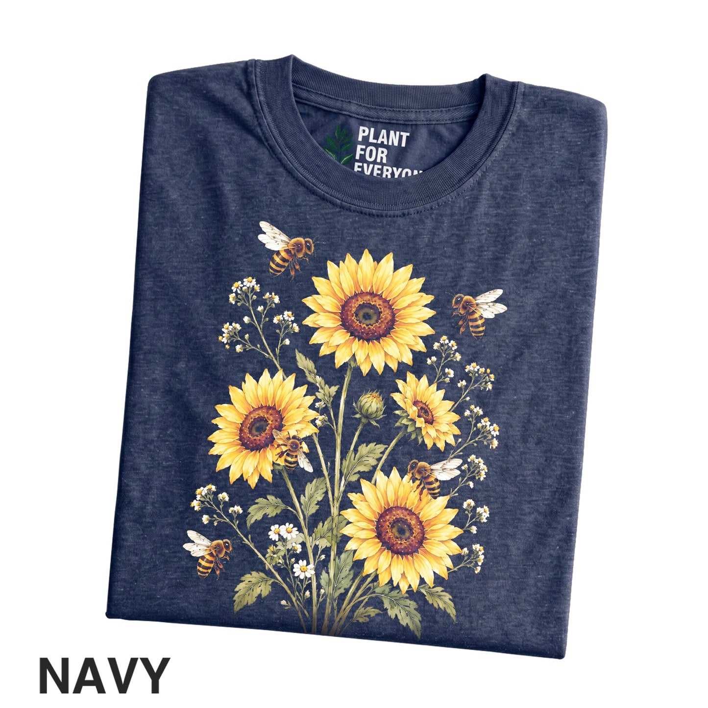 Vintage Sunflower Bee Shirt, Botanical Wildflower Graphic Tee, Garden Plant Floral Nature Unisex T-Shirt - Yume Garden - Yume Gardens Indonesia