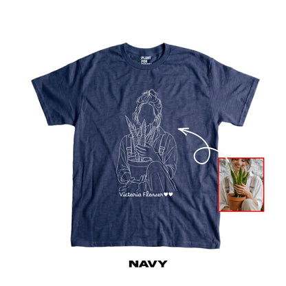 Custom Minimalist Line Art T-Shirt | Personalized Faceless Portrait from Your Photo - Yume Garden