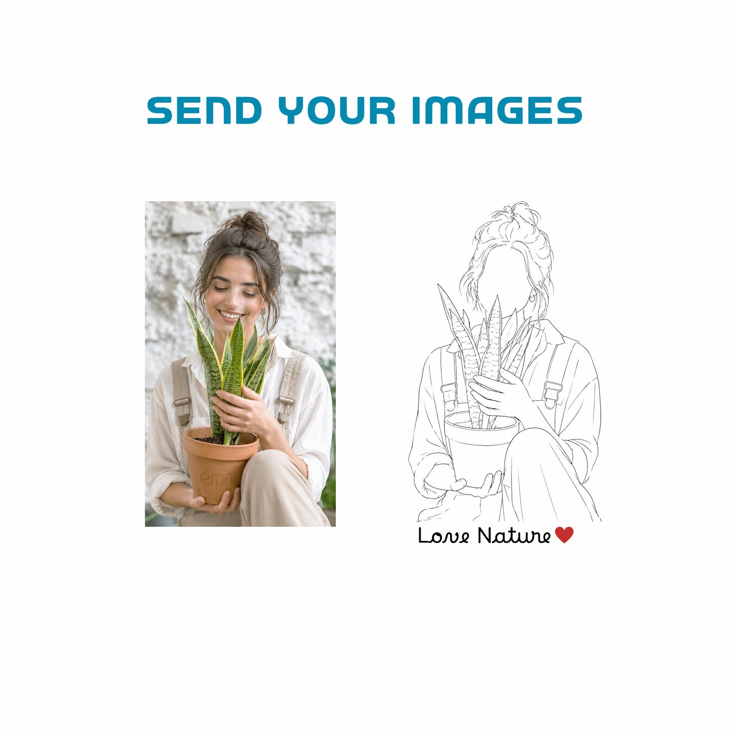 Custom Minimalist Line Art T-Shirt | Personalized Faceless Portrait from Your Photo - Yume Garden