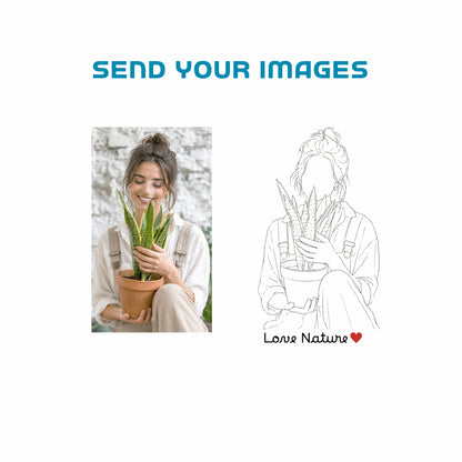 Custom Minimalist Line Art T-Shirt | Personalized Faceless Portrait from Your Photo - Yume Garden