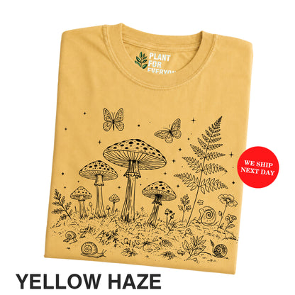 Vintage Mushroom Shirt with Botanical Forest Illustration - Yume Garden