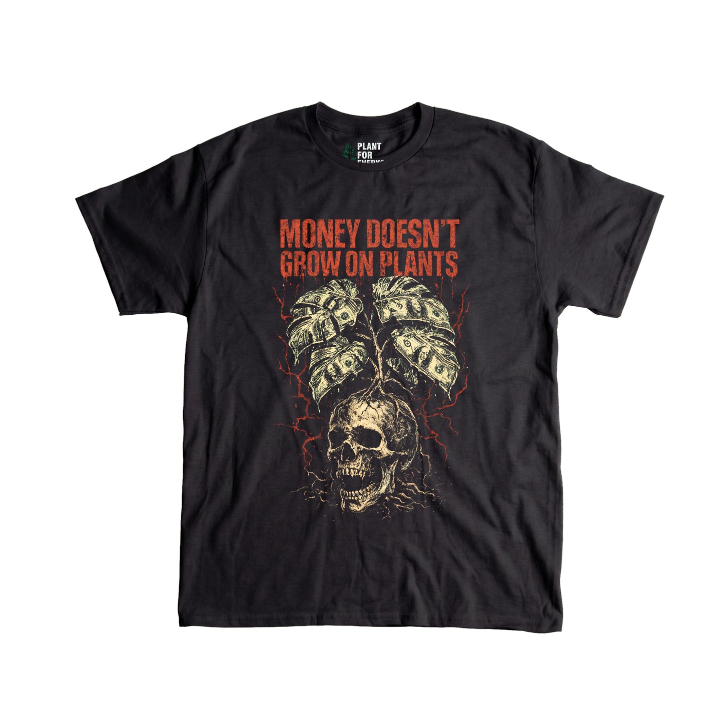 Money Doesn't Grow On Plants Skull T-Shirt | Monstera Lover Tee - Yume Garden