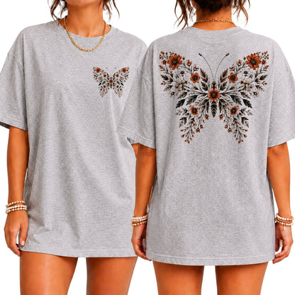 Butterfly Shirt Vintage with Floral Back Tee - Yume Garden - Yume Gardens Indonesia
