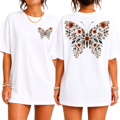 Butterfly Shirt Vintage with Floral Back Tee - Yume Garden - Yume Gardens Indonesia