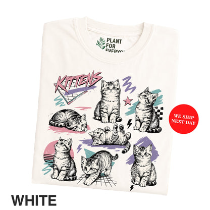 Cats 80s Vintage Tattoo Style T-Shirt – Funny Vintage Cat Graphic Tee for Cat Lovers I Yume Garden - Yume Gardens Indonesia