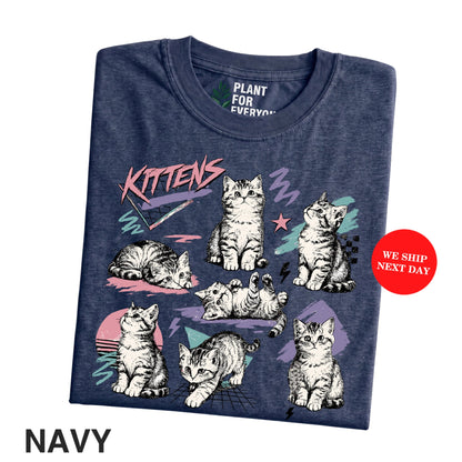 Cats 80s Vintage Tattoo Style T-Shirt – Funny Vintage Cat Graphic Tee for Cat Lovers I Yume Garden - Yume Gardens Indonesia