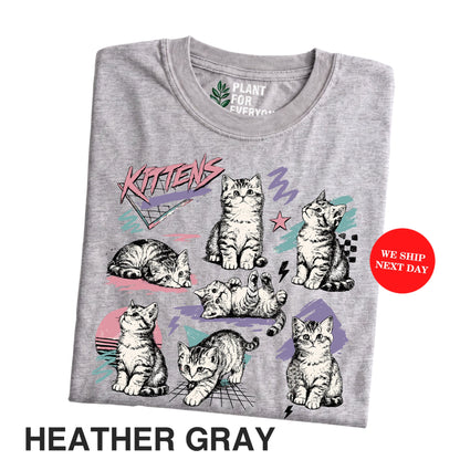 Cats 80s Vintage Tattoo Style T-Shirt – Funny Vintage Cat Graphic Tee for Cat Lovers I Yume Garden - Yume Gardens Indonesia
