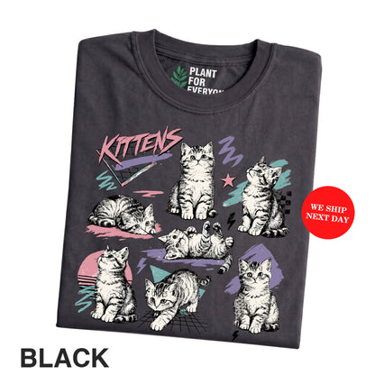 Cats 80s Vintage Tattoo Style T-Shirt – Funny Vintage Cat Graphic Tee for Cat Lovers I Yume Garden - Yume Gardens Indonesia