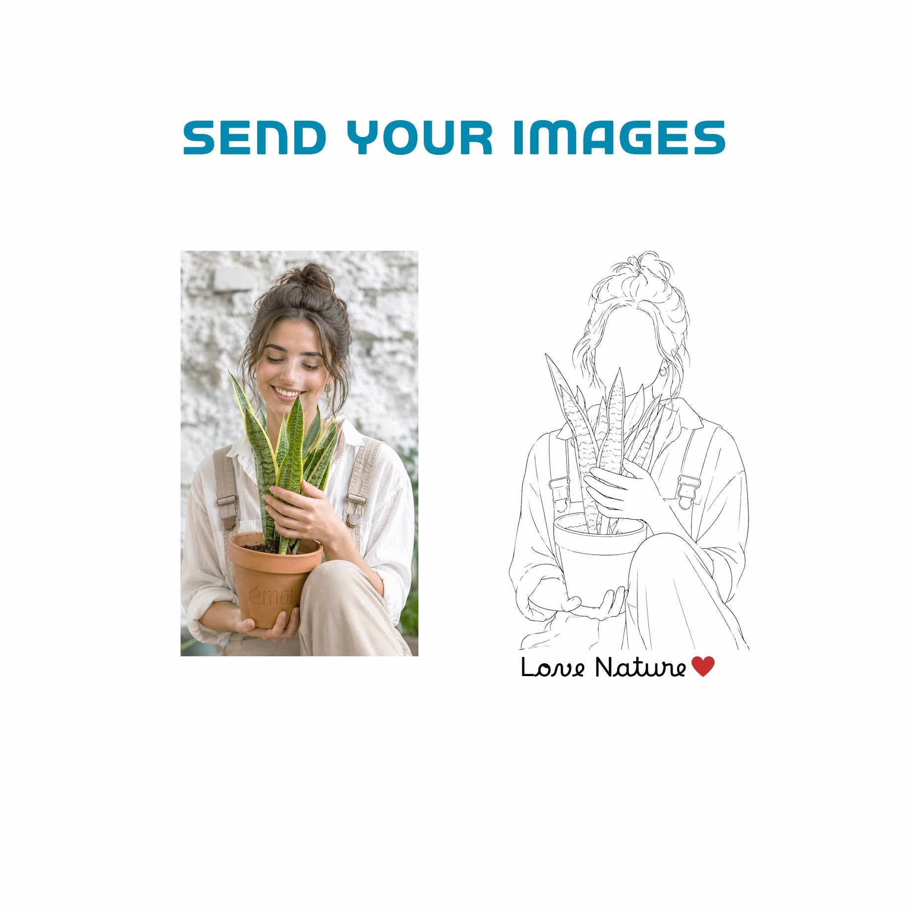 Custom Minimalist Line Art T-Shirt | Personalized Faceless Portrait from Your Photo - Yume Garden - Yume Gardens Indonesia