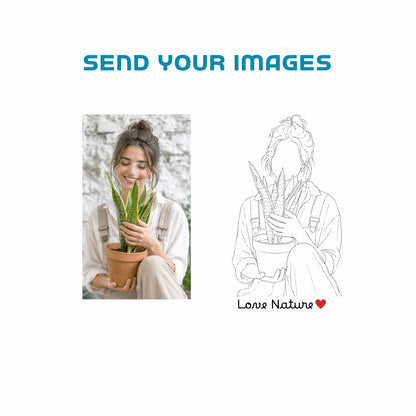 Custom Minimalist Line Art T-Shirt | Personalized Faceless Portrait from Your Photo - Yume Garden - Yume Gardens Indonesia