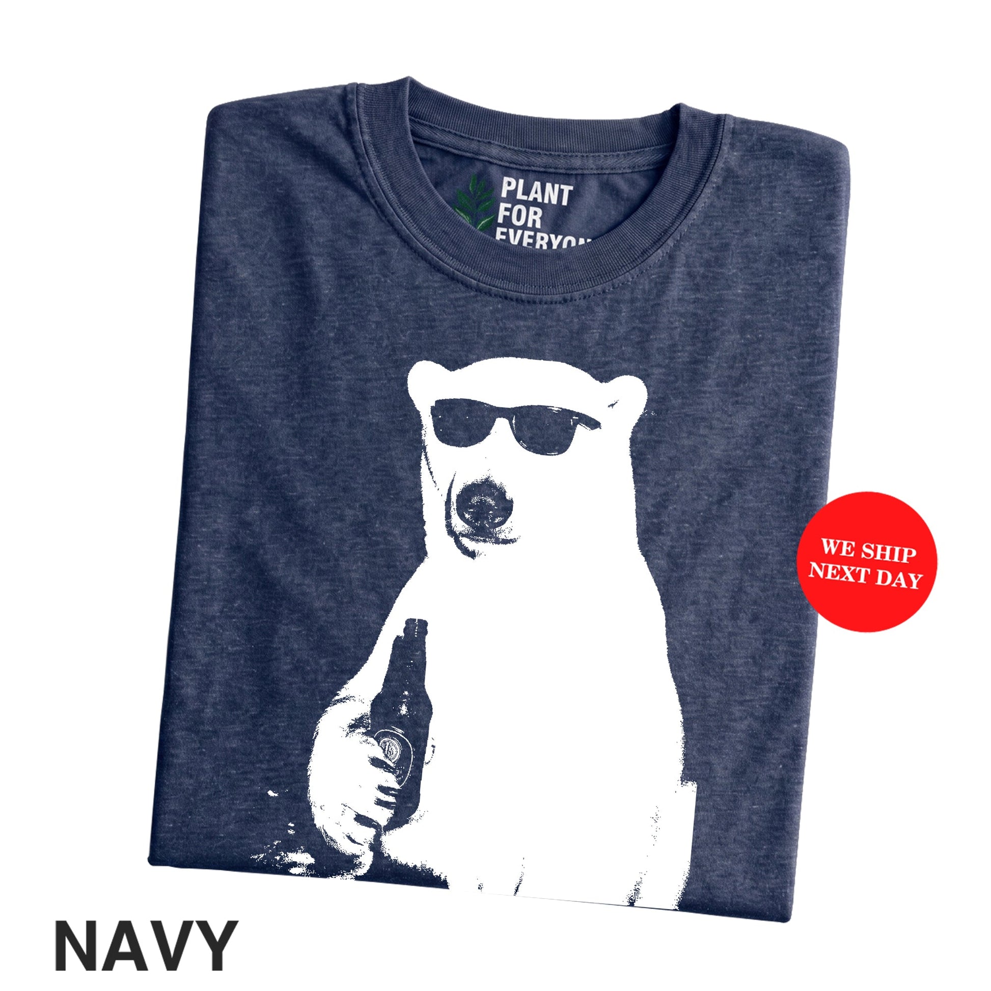 Funny Bear Shirt - Cool Polar Bear Graphic Tee Holding Beer - Vintage Animal T Shirt - Yume Garden - Yume Gardens Indonesia