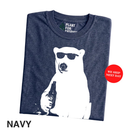 Funny Bear Shirt - Cool Polar Bear Graphic Tee Holding Beer - Vintage Animal T Shirt - Yume Garden - Yume Gardens Indonesia