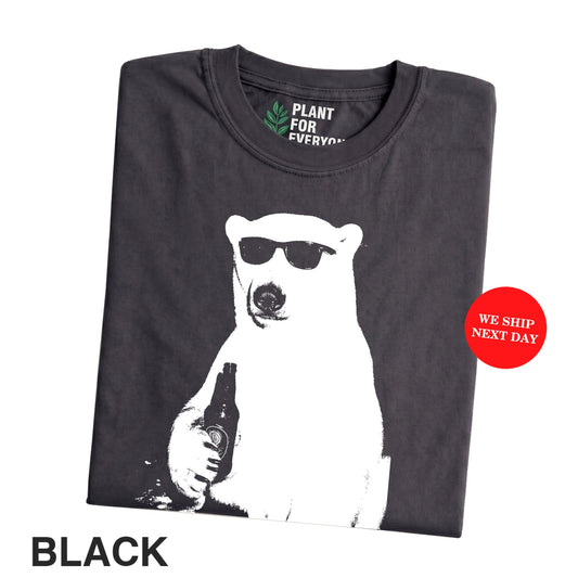 Funny Bear Shirt - Cool Polar Bear Graphic Tee Holding Beer - Vintage Animal T Shirt - Yume Garden - Yume Gardens Indonesia