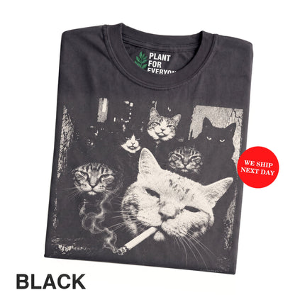 Funny Cat Meme Shirt, Cat Thug Life Shirt, Vintage Gangster Cat Graphic Tee, Cat Meme Shirt - Yume Garden - Yume Gardens Indonesia