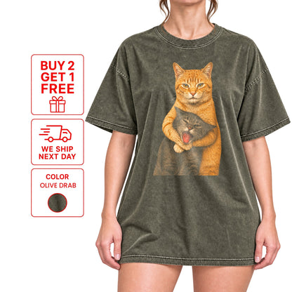 Funny Cat Shirt, Funny Hugging Cats Vintage T-Shirt, Chaotic Cat Meme Tee, Cute but Evil Cat Shirt, Pet Lover Gift - Yume Garden - Yume Gardens Indonesia