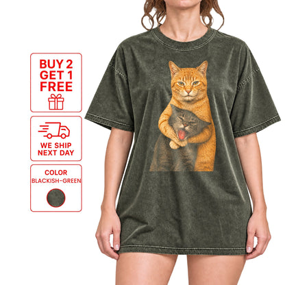 Funny Cat Shirt, Funny Hugging Cats Vintage T-Shirt, Chaotic Cat Meme Tee, Cute but Evil Cat Shirt, Pet Lover Gift - Yume Garden - Yume Gardens Indonesia