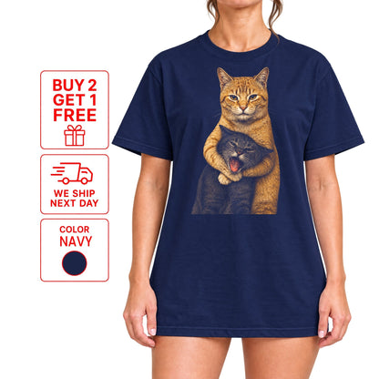Funny Cat Shirt, Funny Hugging Cats Vintage T-Shirt, Chaotic Cat Meme Tee, Cute but Evil Cat Shirt, Pet Lover Gift - Yume Garden - Yume Gardens Indonesia