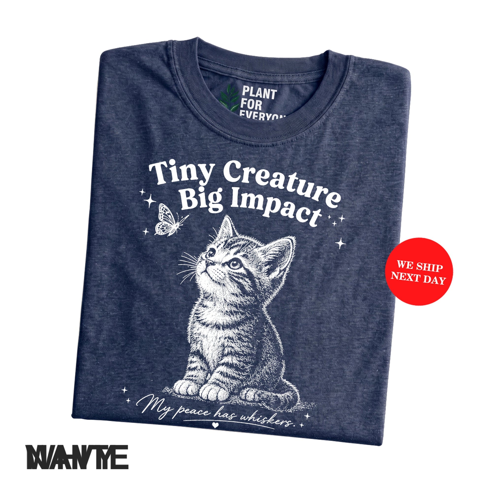 Funny Cat Shirt Tiny Creature Big Impact Vintage Kitten Graphic Tee Cat Lover Gift Unisex I Yume Garden - Yume Gardens Indonesia
