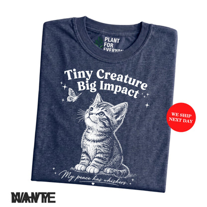 Funny Cat Shirt Tiny Creature Big Impact Vintage Kitten Graphic Tee Cat Lover Gift Unisex I Yume Garden - Yume Gardens Indonesia