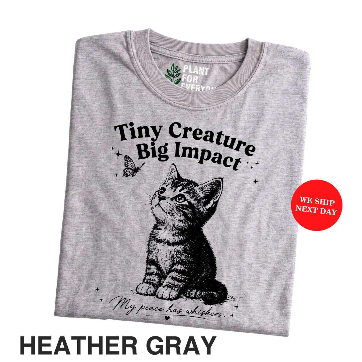Funny Cat Shirt Tiny Creature Big Impact Vintage Kitten Graphic Tee Cat Lover Gift Unisex I Yume Garden - Yume Gardens Indonesia