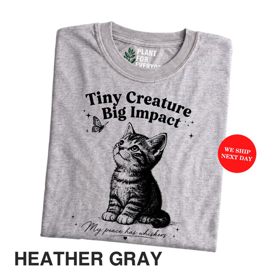 Funny Cat Shirt Tiny Creature Big Impact Vintage Kitten Graphic Tee Cat Lover Gift Unisex I Yume Garden - Yume Gardens Indonesia