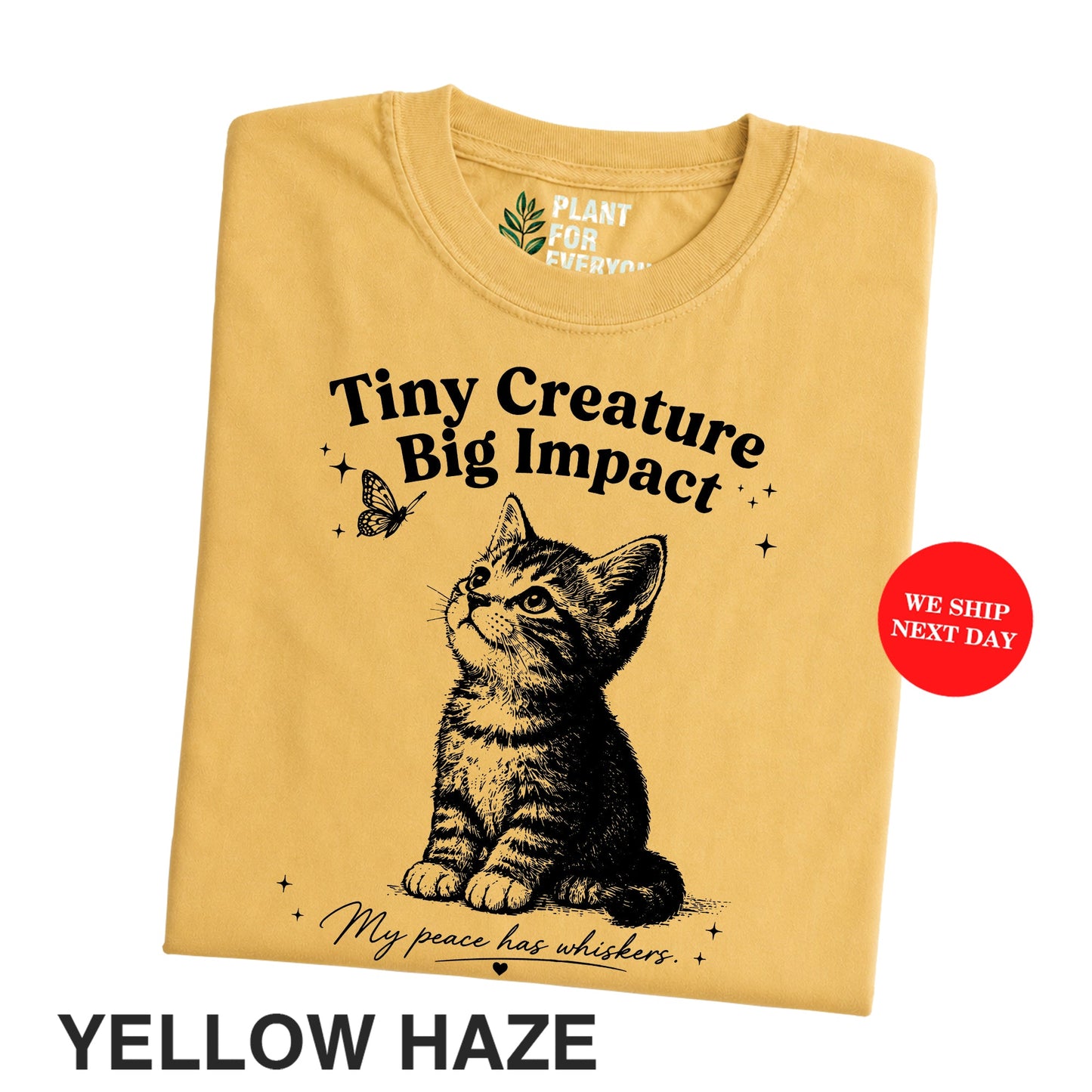 Funny Cat Shirt Tiny Creature Big Impact Vintage Kitten Graphic Tee Cat Lover Gift Unisex I Yume Garden - Yume Gardens Indonesia