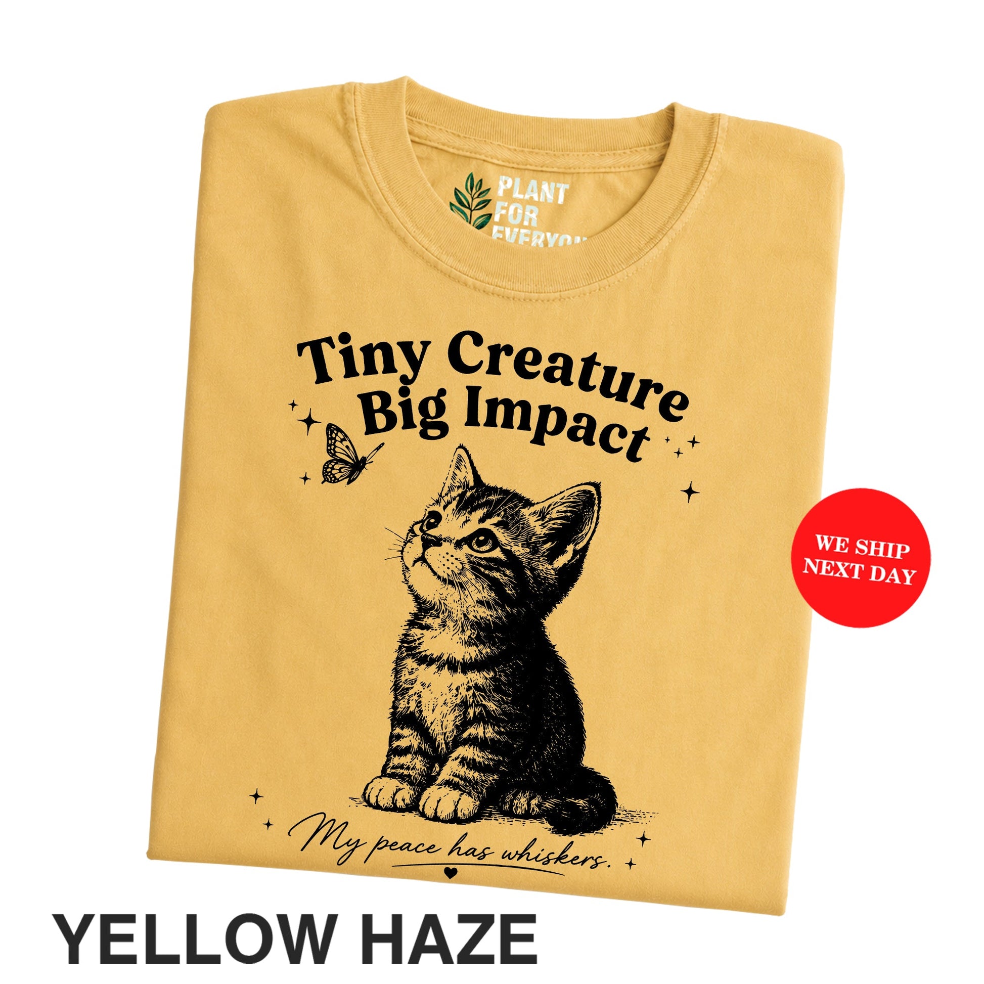 Funny Cat Shirt Tiny Creature Big Impact Vintage Kitten Graphic Tee Cat Lover Gift Unisex I Yume Garden - Yume Gardens Indonesia