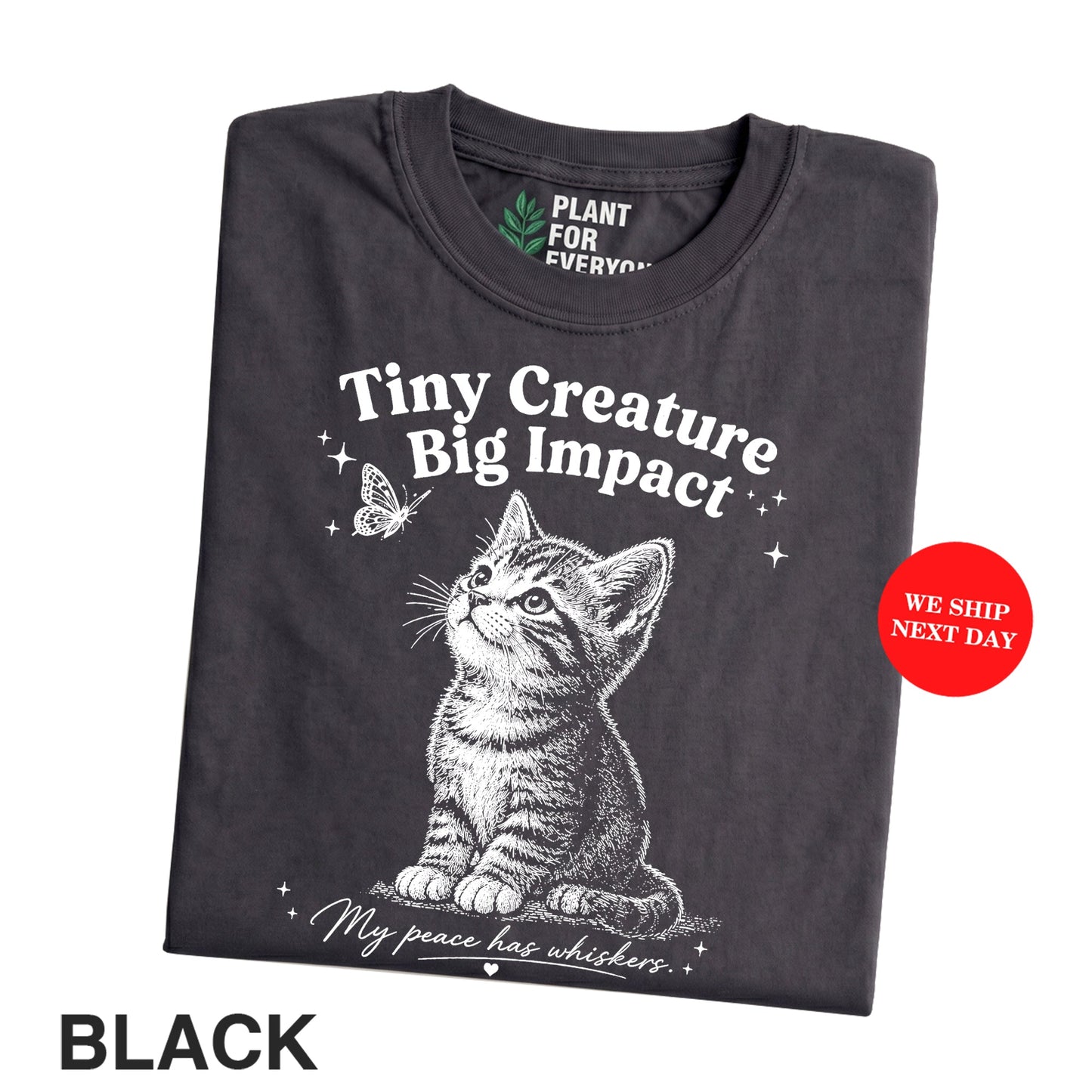 Funny Cat Shirt Tiny Creature Big Impact Vintage Kitten Graphic Tee Cat Lover Gift Unisex I Yume Garden - Yume Gardens Indonesia
