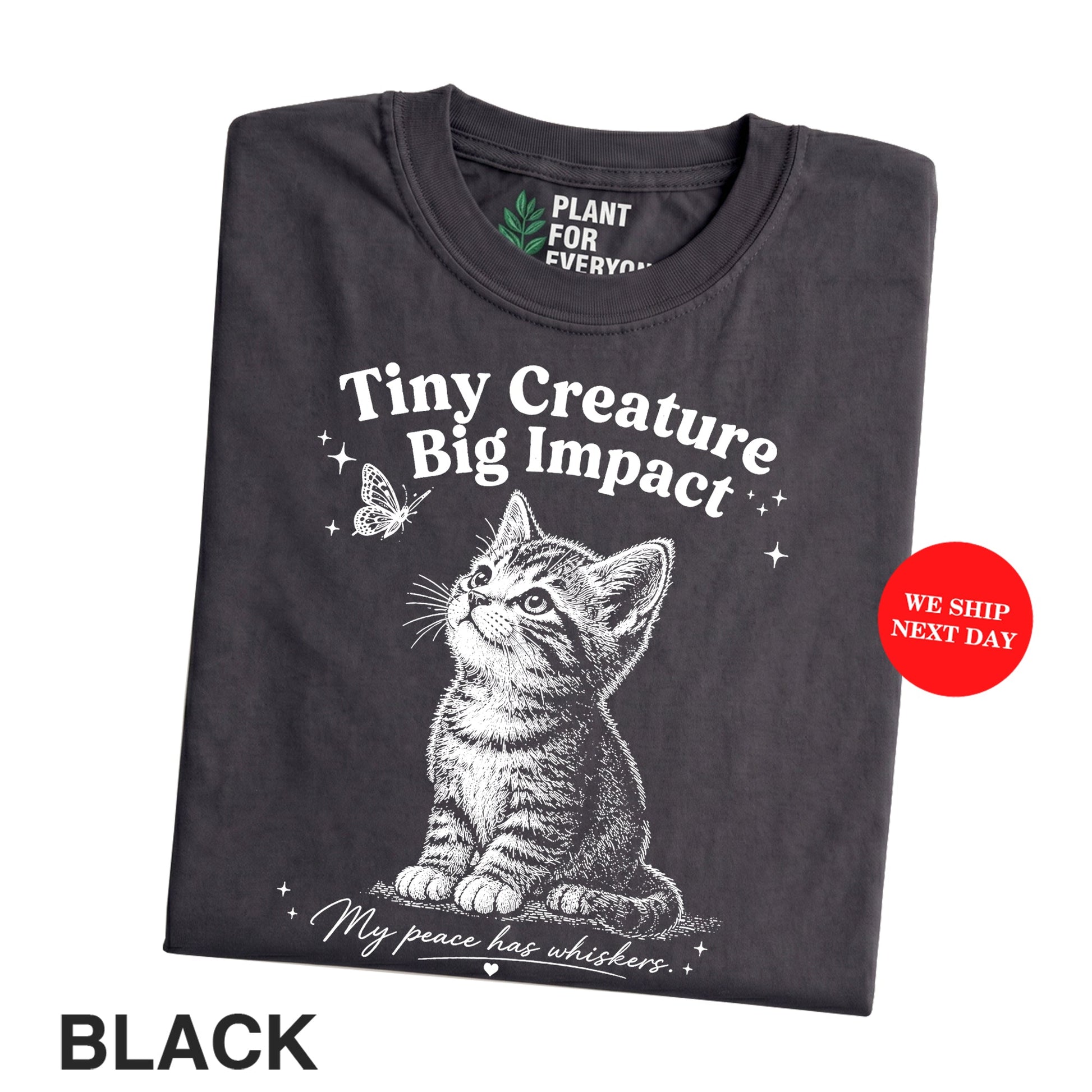Funny Cat Shirt Tiny Creature Big Impact Vintage Kitten Graphic Tee Cat Lover Gift Unisex I Yume Garden - Yume Gardens Indonesia