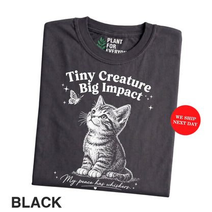 Funny Cat Shirt Tiny Creature Big Impact Vintage Kitten Graphic Tee Cat Lover Gift Unisex I Yume Garden - Yume Gardens Indonesia