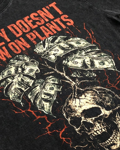 Money Doesn't Grow On Plants Skull T-Shirt | Monstera Lover Tee - Yume Garden - Yume Gardens Indonesia