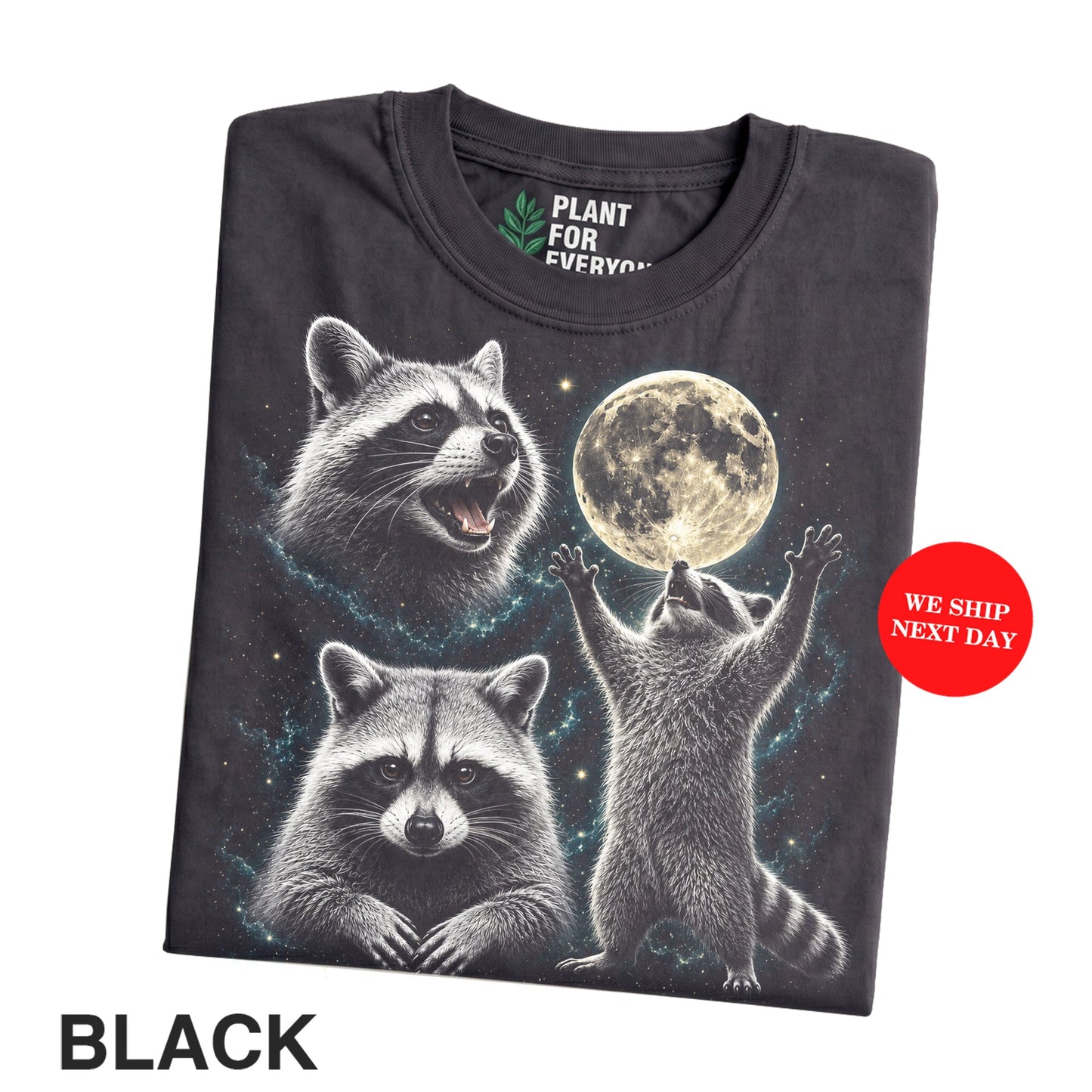 Raccoons Shirt, Three Raccoons Moon Galaxy Graphic Tee - Yume Garden - Yume Gardens Indonesia