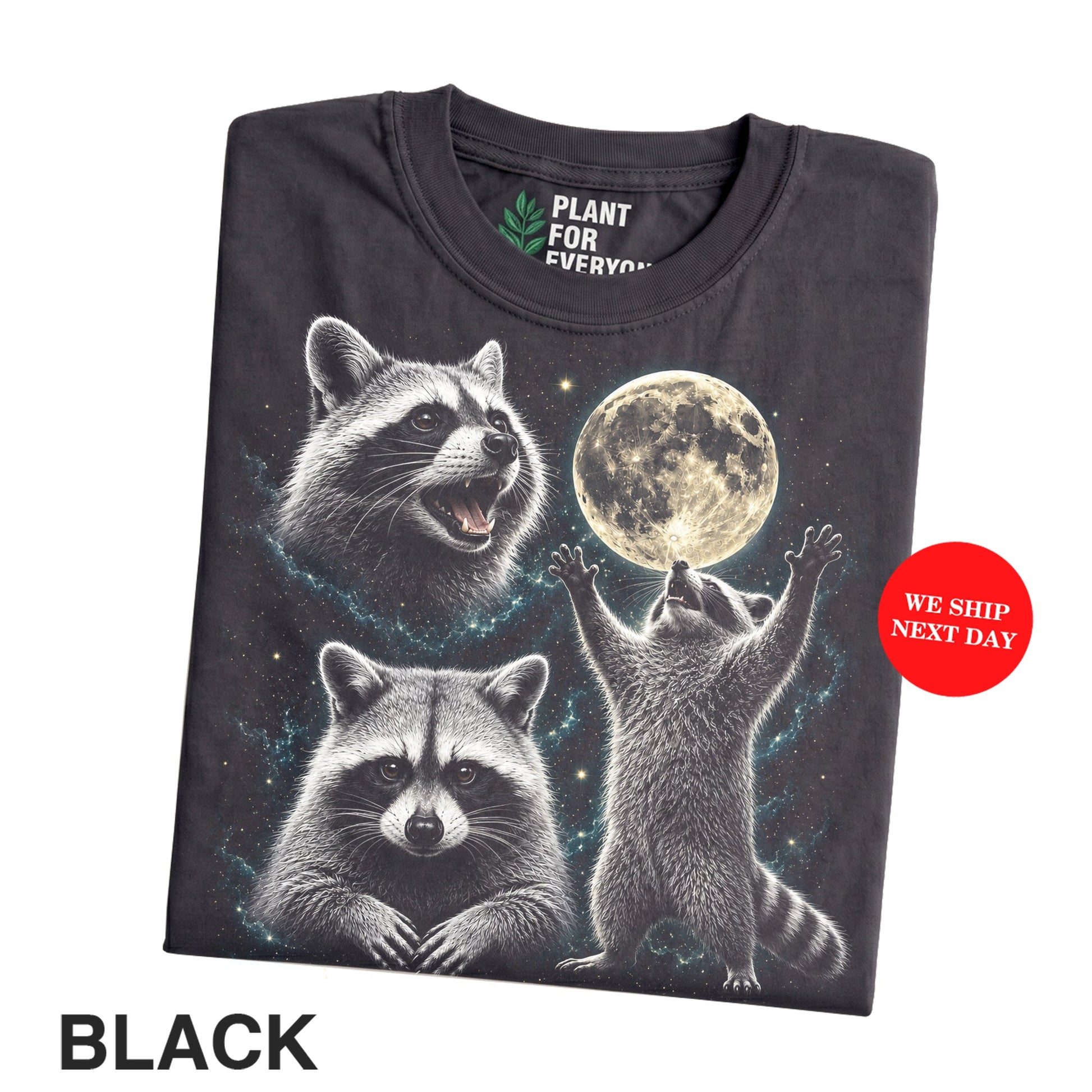 Raccoons Shirt, Three Raccoons Moon Galaxy Graphic Tee - Yume Garden - Yume Gardens Indonesia