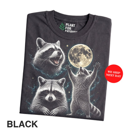 Raccoons Shirt, Three Raccoons Moon Galaxy Graphic Tee - Yume Garden - Yume Gardens Indonesia