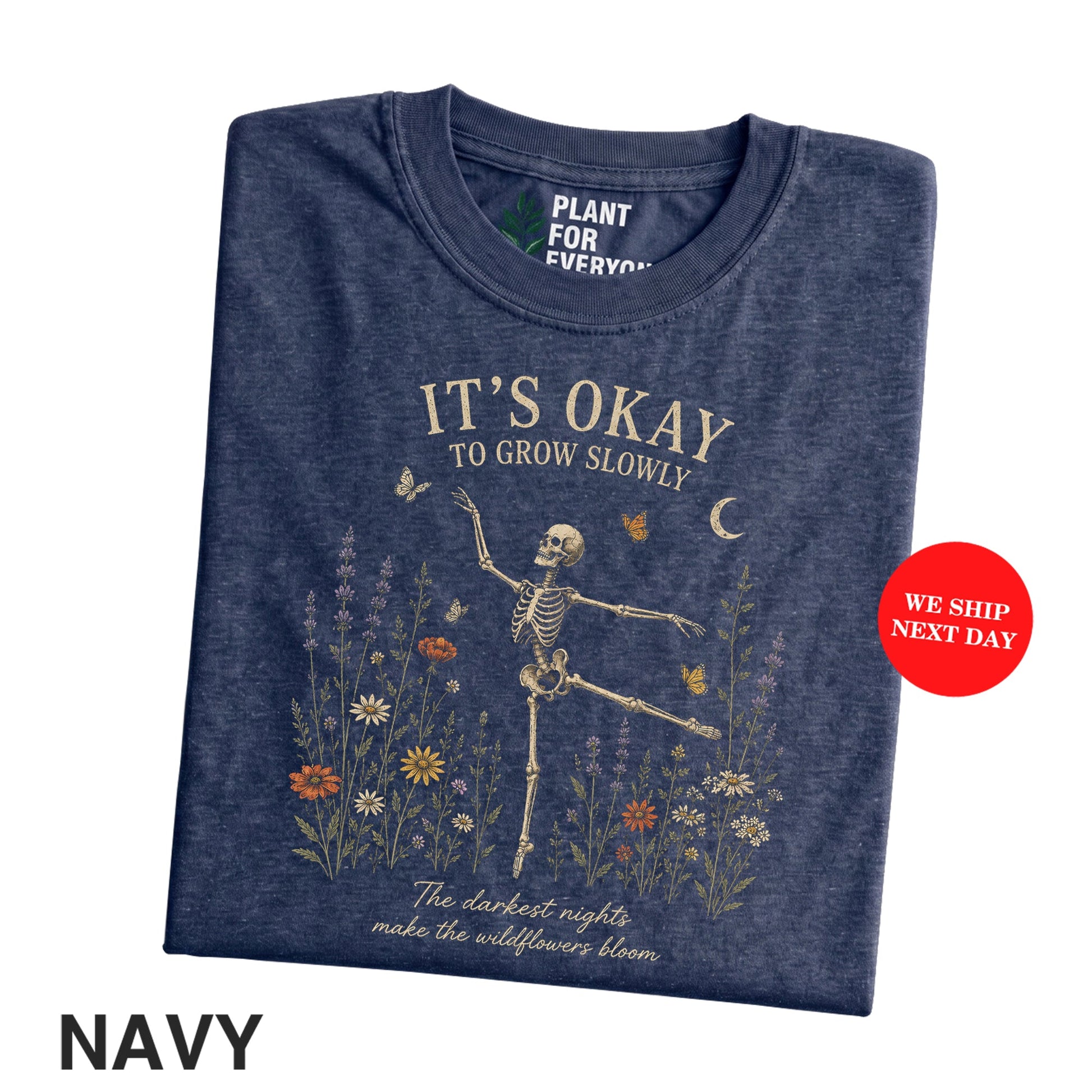 Skeleton Shirt, Botanical Shirt, Nature Graphic Tee, Dancing Skeleton Wildflower I Yume Garden - Yume Gardens Indonesia