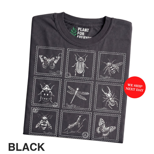 Vintage Insect Stamp Shirt, Retro Bug Lover Tee, Beetle Cottagecore Graphic T-Shirt, Nature Lover Gifts - Yume Garden - Yume Gardens Indonesia