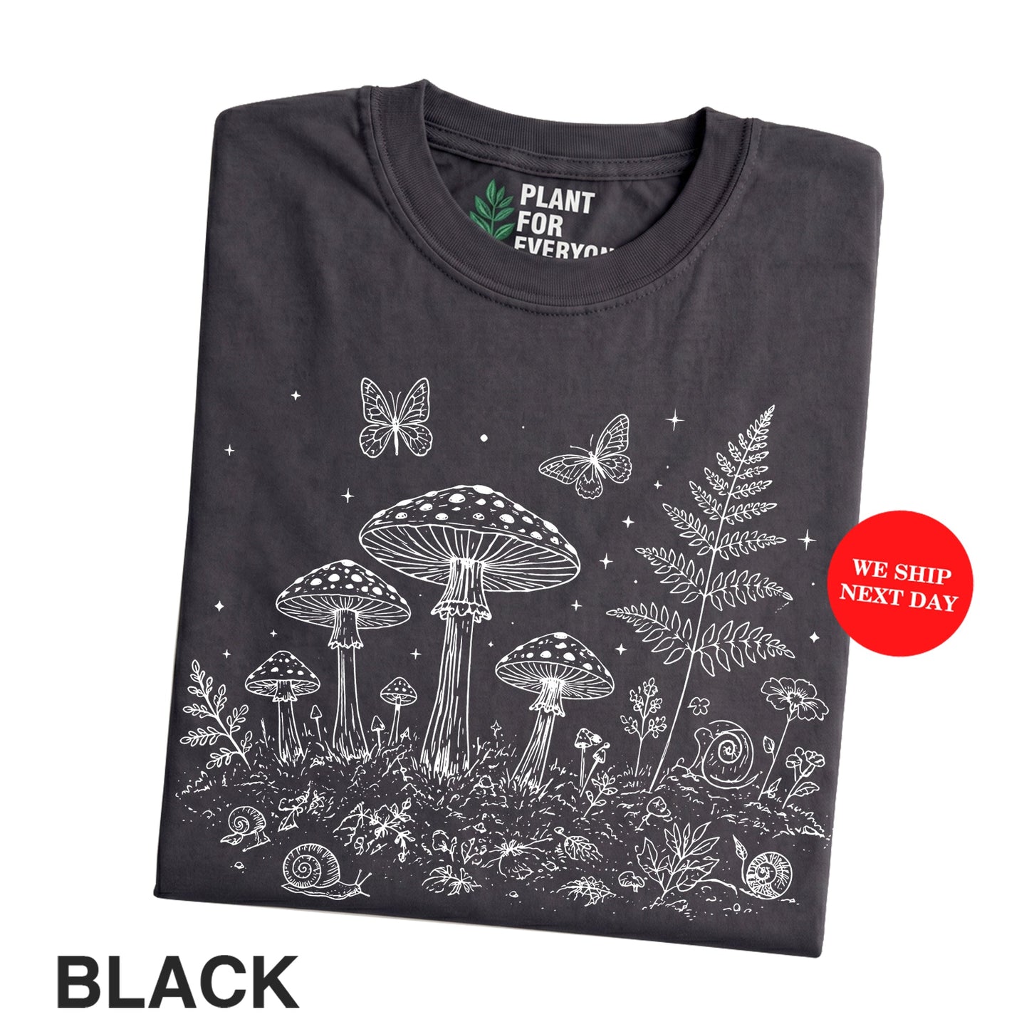 Vintage Mushroom Shirt with Botanical Forest Illustration - Yume Garden - Yume Gardens Indonesia