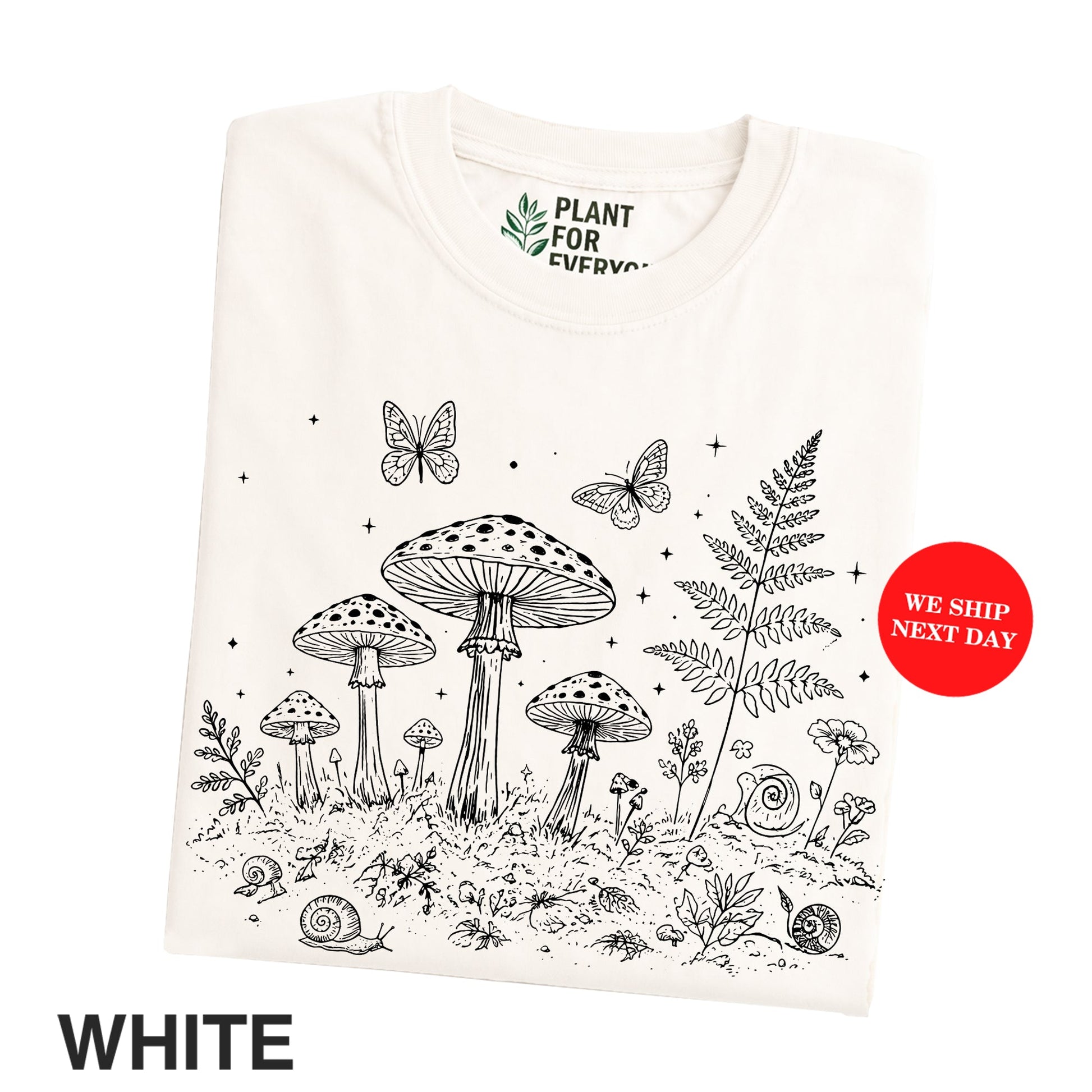 Vintage Mushroom Shirt with Botanical Forest Illustration - Yume Garden - Yume Gardens Indonesia