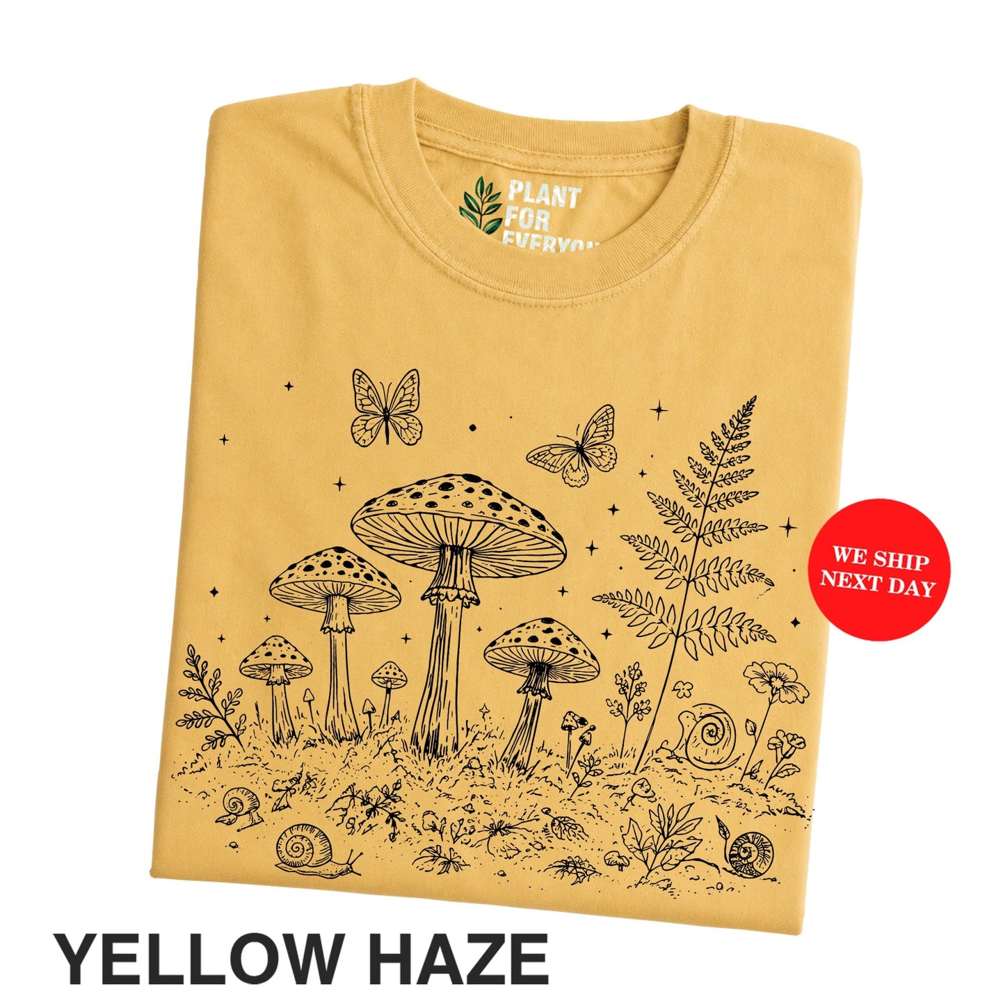 Vintage Mushroom Shirt with Botanical Forest Illustration - Yume Garden - Yume Gardens Indonesia