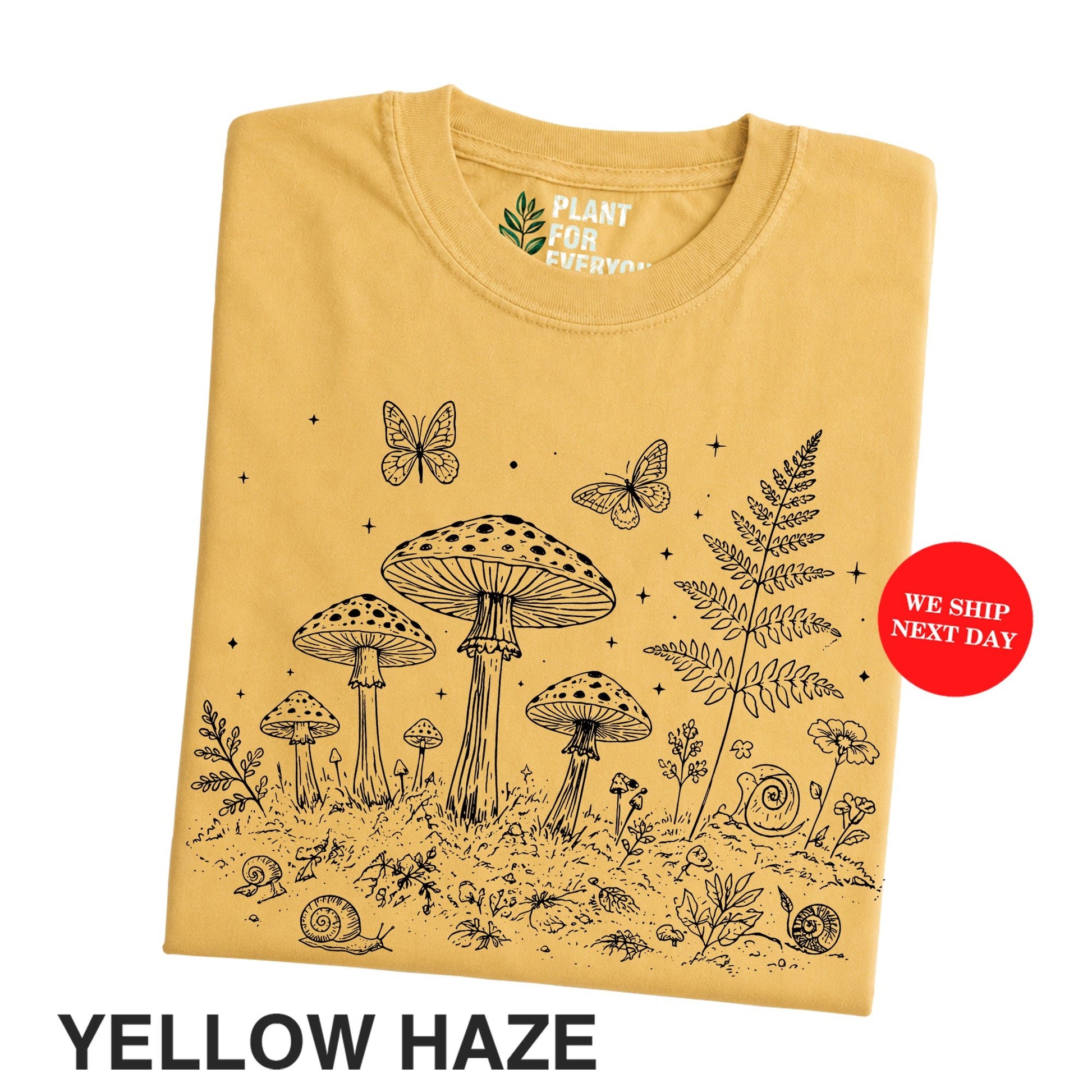 Vintage Mushroom Shirt with Botanical Forest Illustration - Yume Garden - Yume Gardens Indonesia