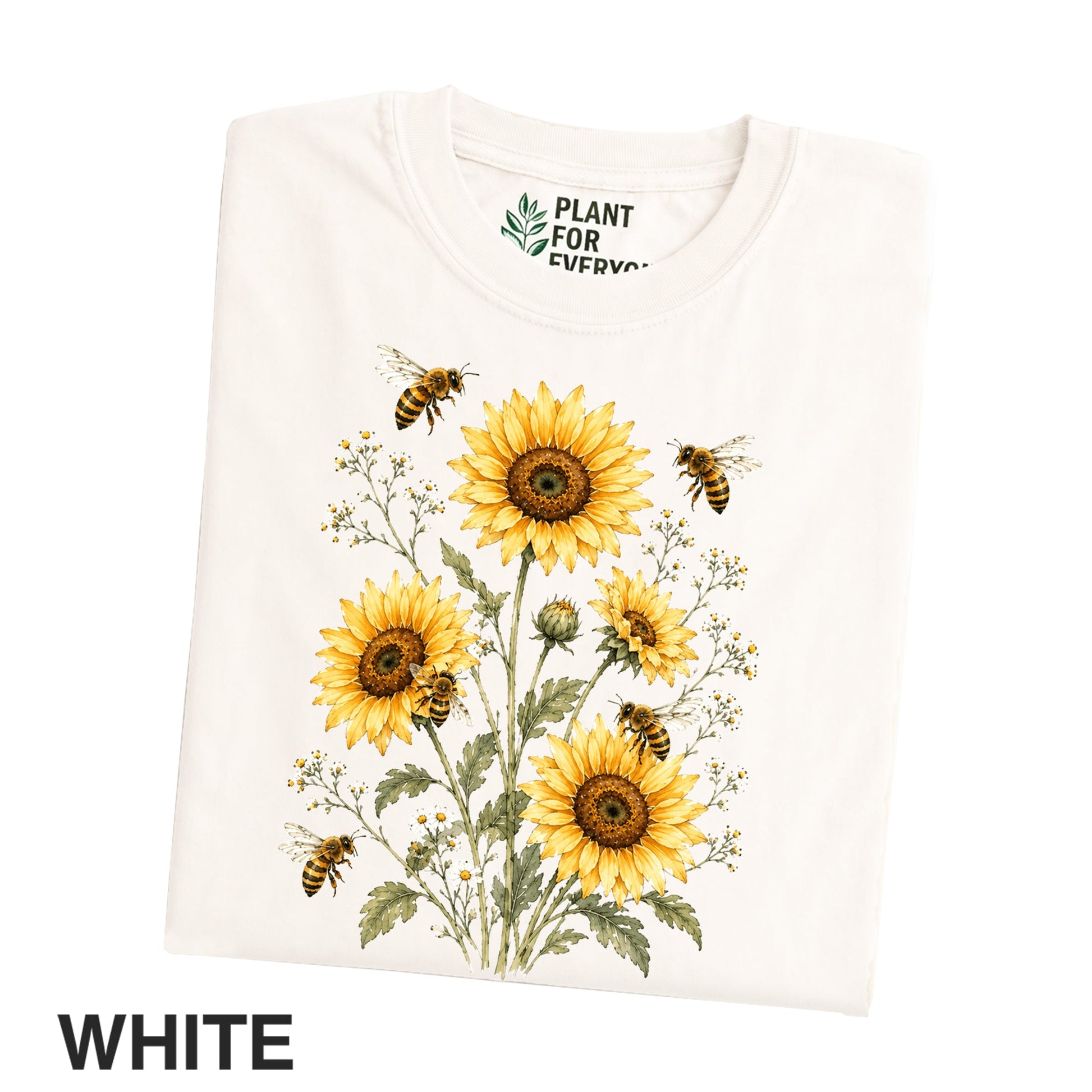 Vintage Sunflower Bee Shirt, Botanical Wildflower Graphic Tee, Garden Plant Floral Nature Unisex T-Shirt - Yume Garden - Yume Gardens Indonesia